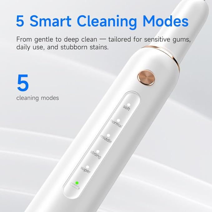 Plaque Remover for Teeth, Tartar Remover for Teeth, Electric Tartar Scraper with 5 Modes and LED Light, IPX6 Waterproof Dental Cleaning Kit Includes Tongue Cleaner, Mirror & Tools for Home Use
