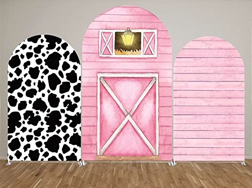 HUAYI Pink Farm Barn Arch Backdrop Cover, Polyester, 2.5ft * 6ft, Ideal for Baptism, Bridal Shower, Birthday, GX237 - color: Gx237-arch Cover, size: W2.5ft by H6ft (75cm by 180cm)