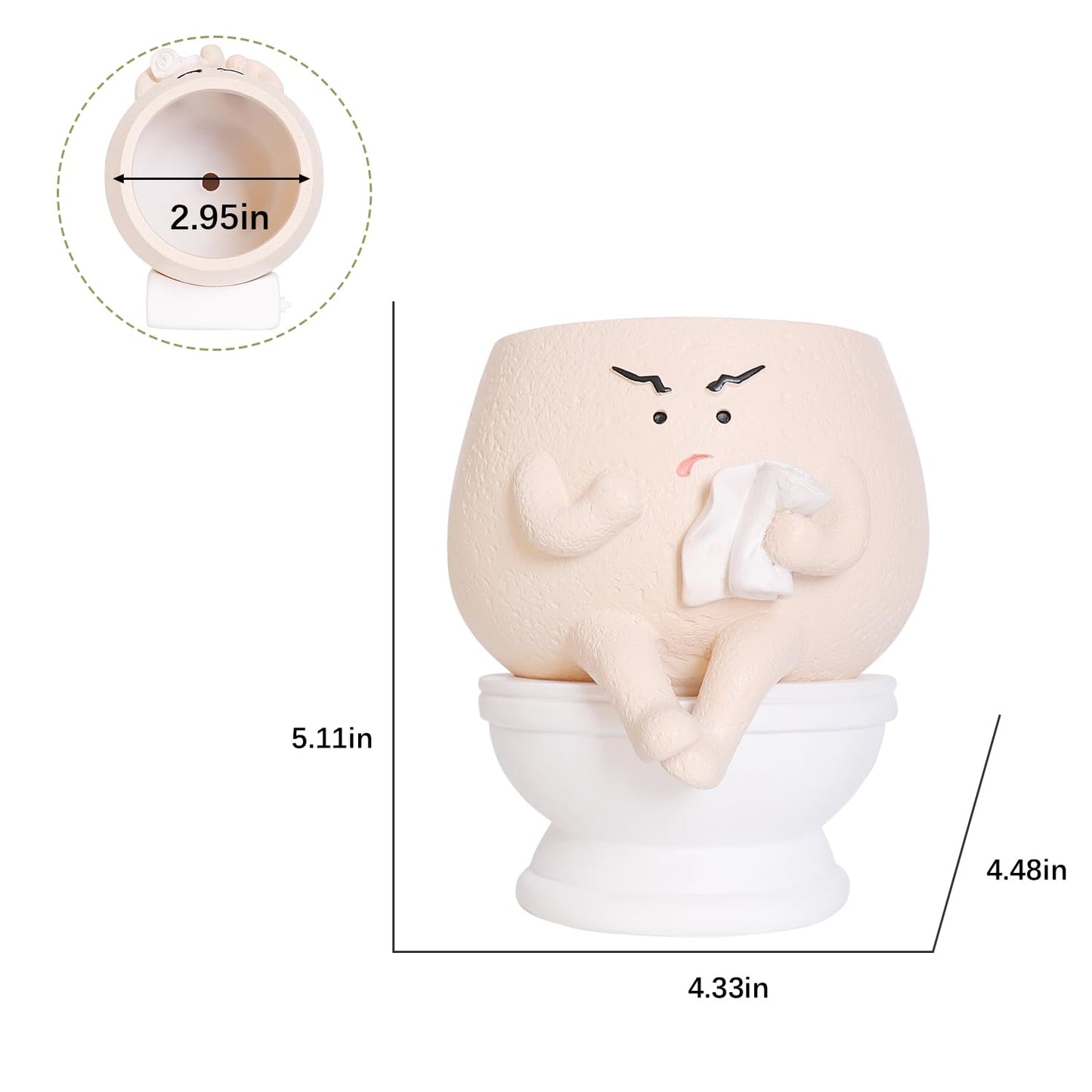 Pricetail Face Planter Pots Funny Toilet Plant Pot for Indoor Plants, Cute Face Head Flower Pots Quirky Succulent Planters Gift Ideal for Home, Office, Christmas