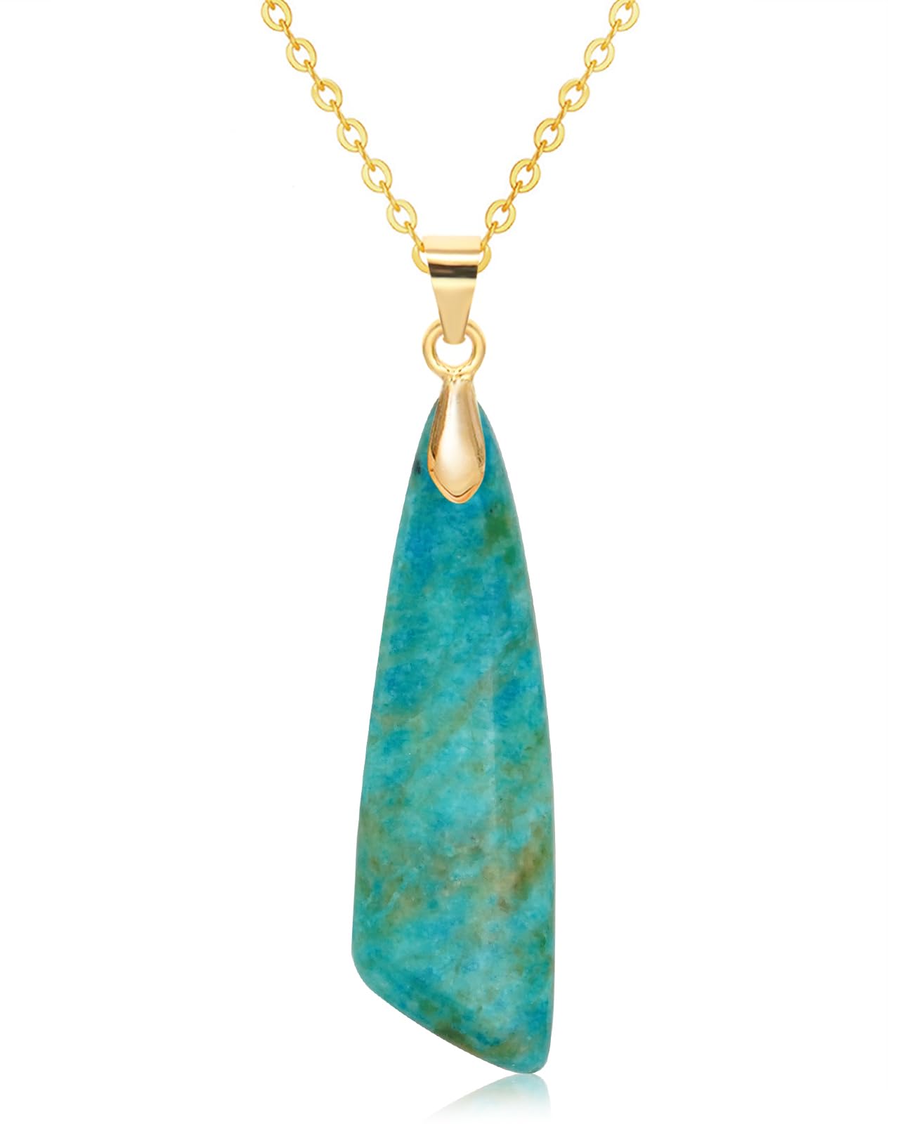 Wovanoo Nature Stone Necklaces for Women Boho Pendant Necklace 18K Gold Chain Necklaces Sky Blue
