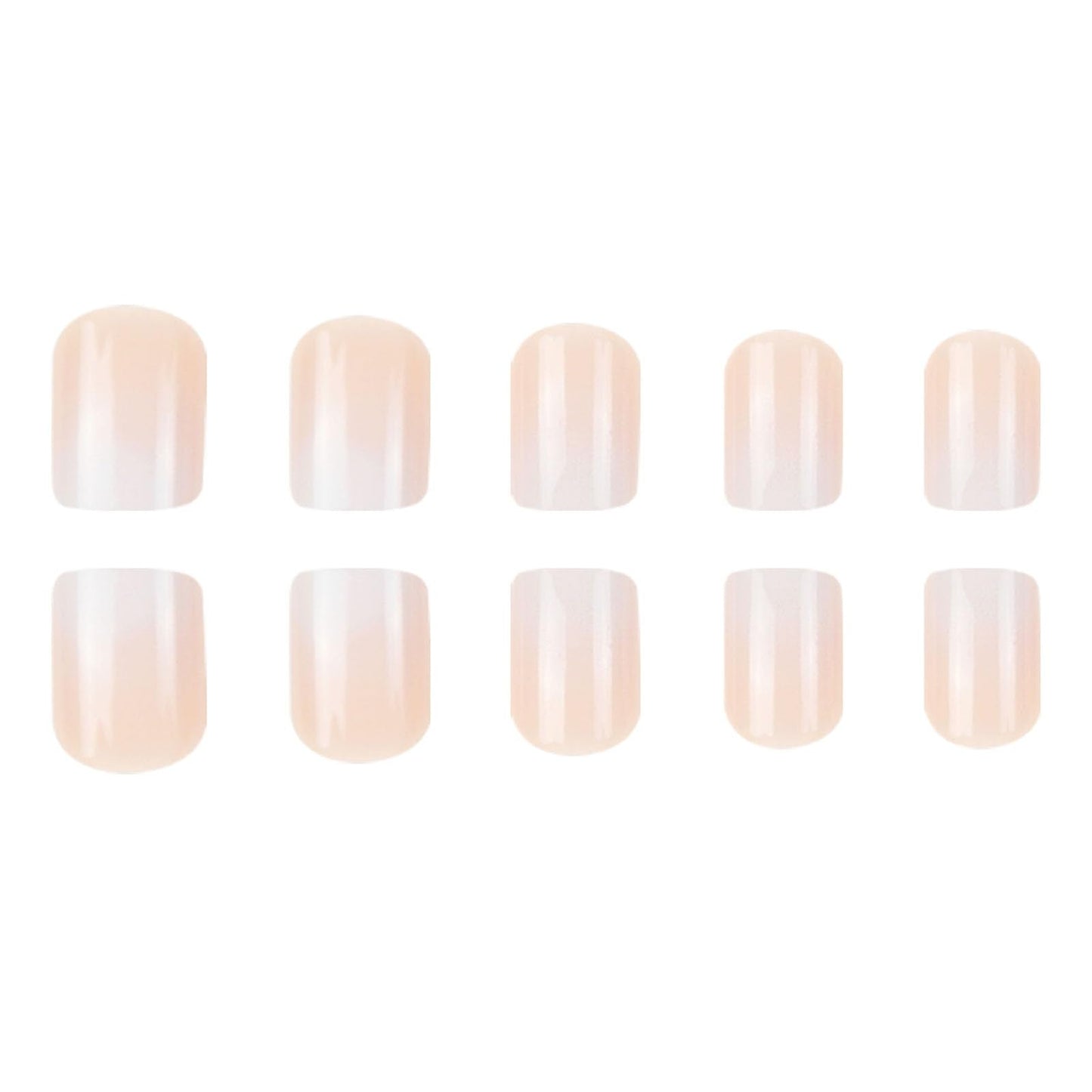 Square Short Press on Nails for Women 24Pcs White Ombre Glue on Nail Artificial Acrylic Manicure Set with Gradation Designs Nude Glossy False Nail Kit, Gift for Nails Lovers