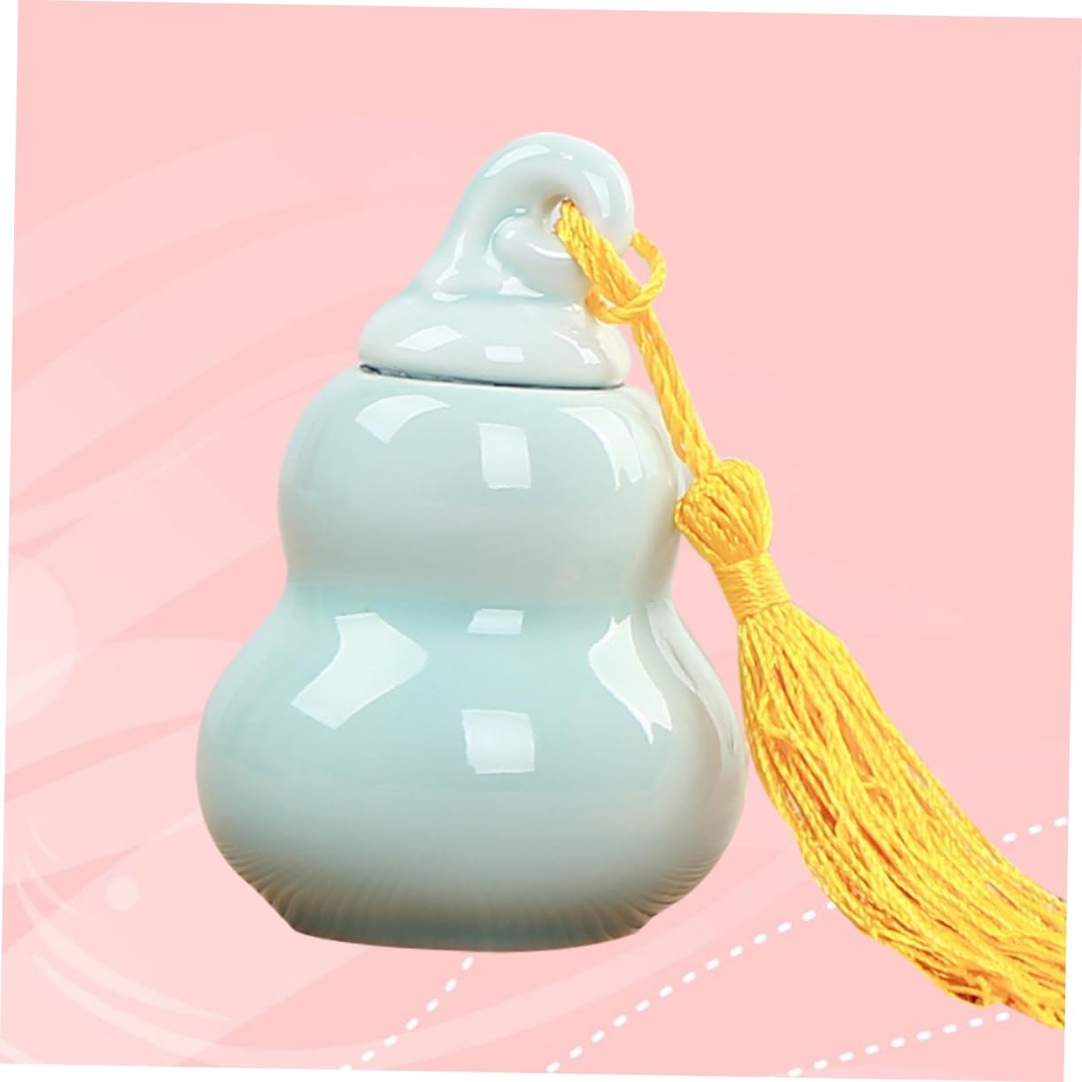 Homoyoyo Mini Ceramic Gourd-shaped Tea Jar for Powder and Tealeaves Storage Airtight Decorative Container for Kitchen and Travel Use
