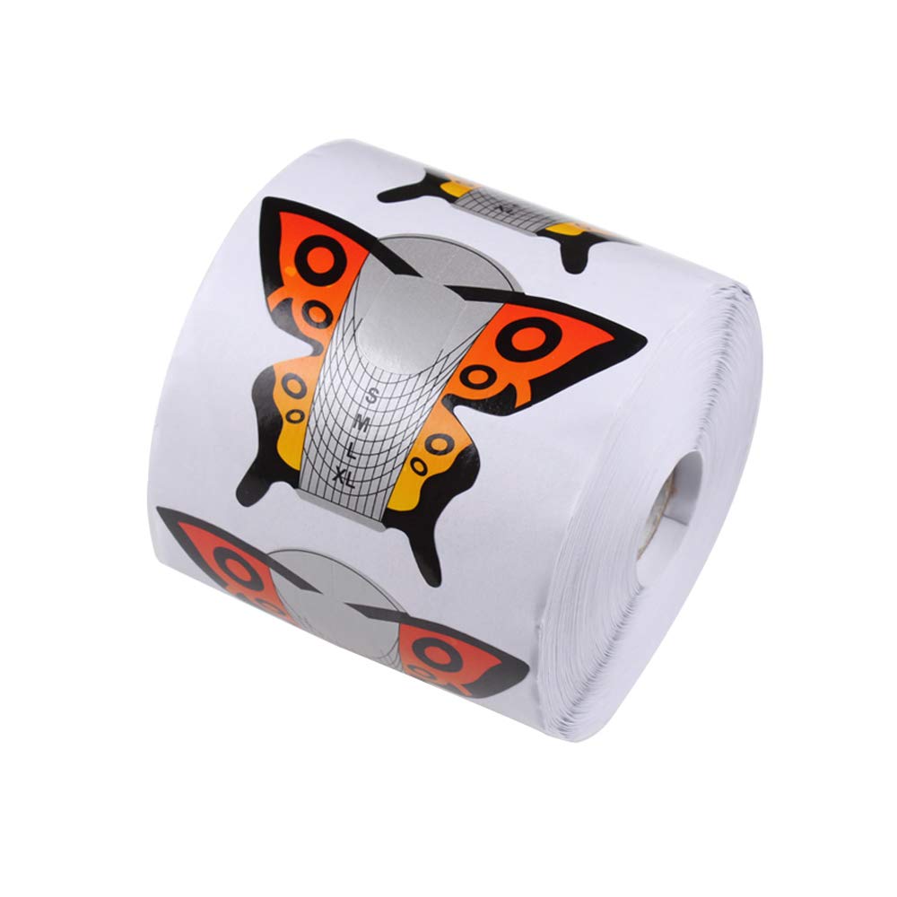 BeautyLeader 500Pcs XL Size Nail Form Extension Sticker Butterfly Pattern Nail Form Tips Nail Art Guide Acrylic Tip Gel Extension Sticker Nail Polish Curl Form