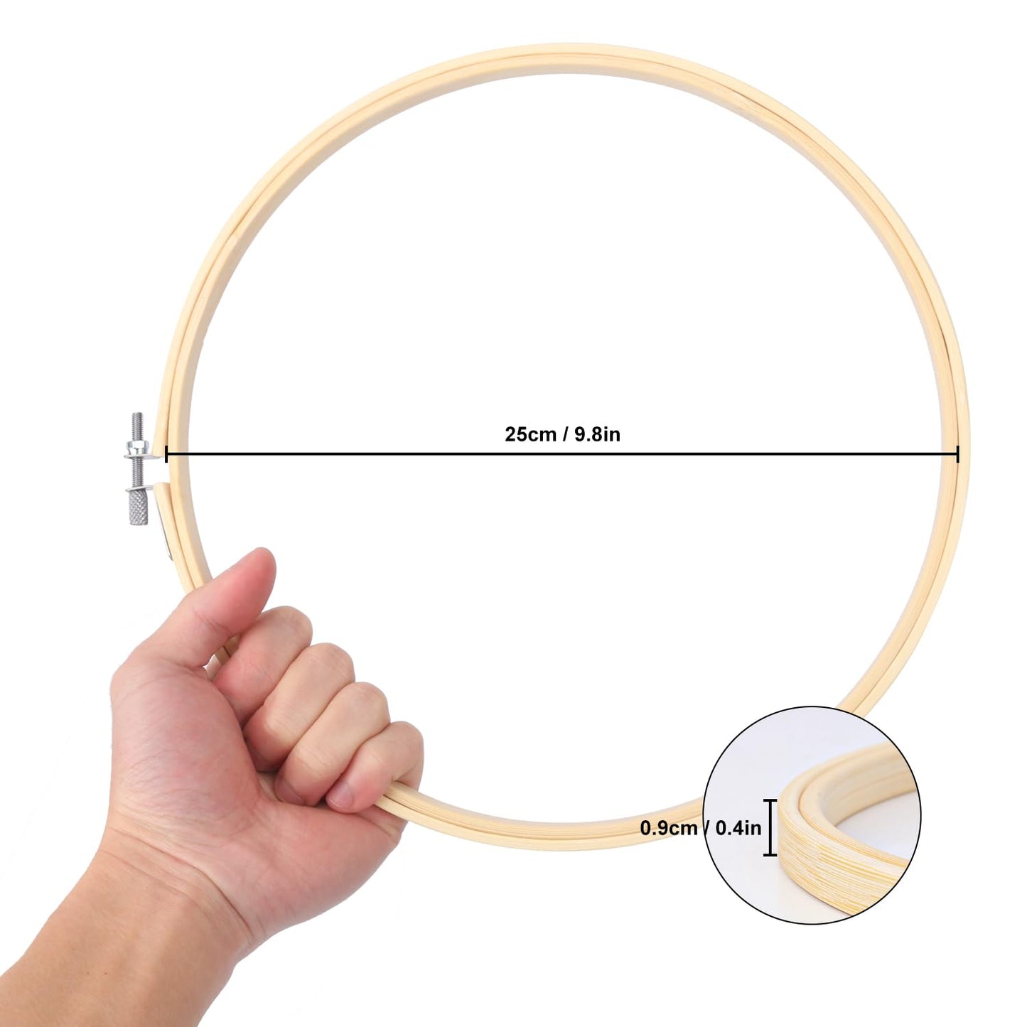 IHDYPPEW 15 Pieces 10 Inch Round Embroidery Hoops, Adjustable Circle Cross Stitch Hoop Embroidery Ring Bamboo Embroidery Hoops for Crafts, DIY, Wedding, Party, Holiday Decoration