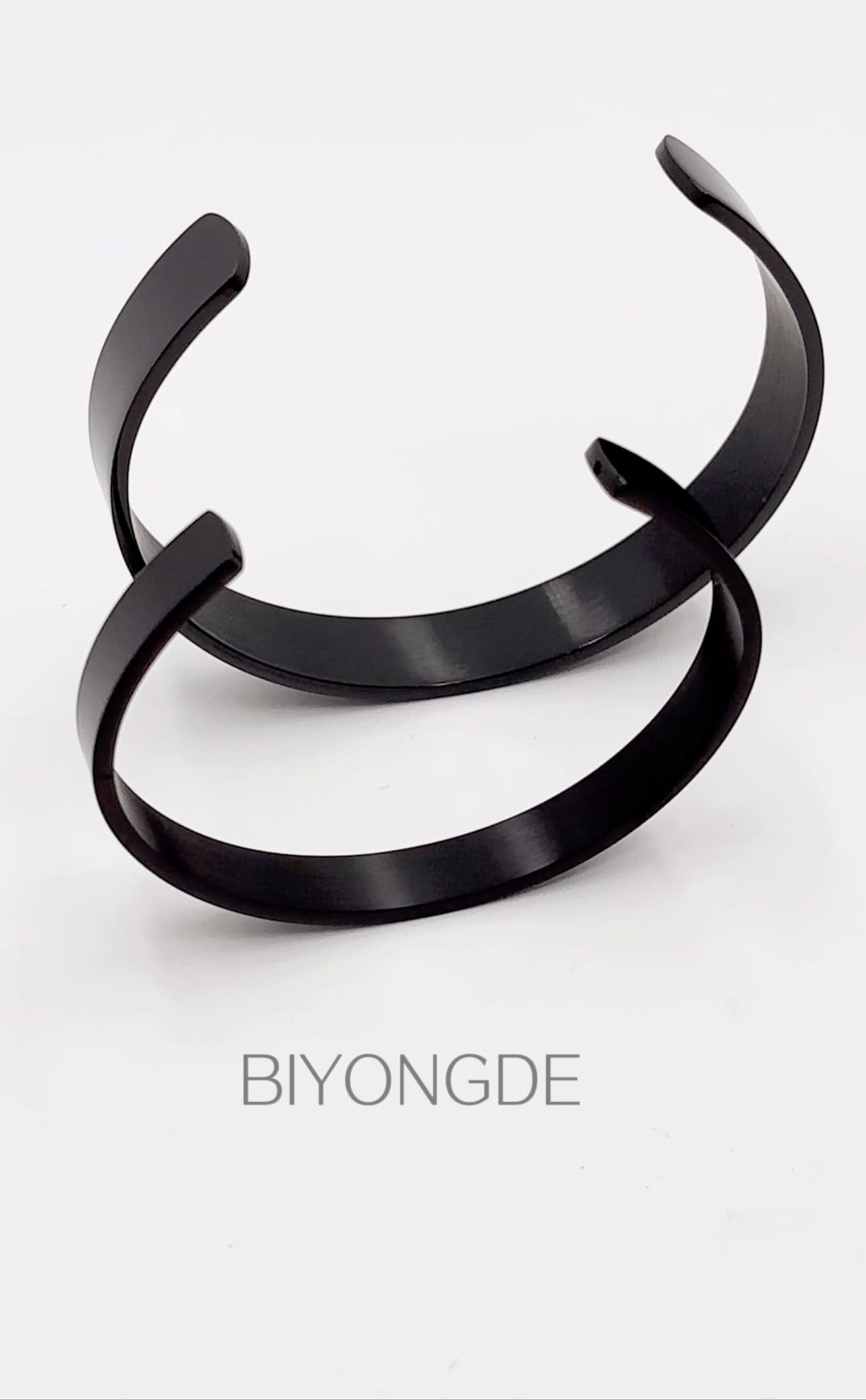 BIYONGDE 2 PCS Couples Black cuff bracelet Solid Minimalist Bangle Bracelet designed for men women couples lovers