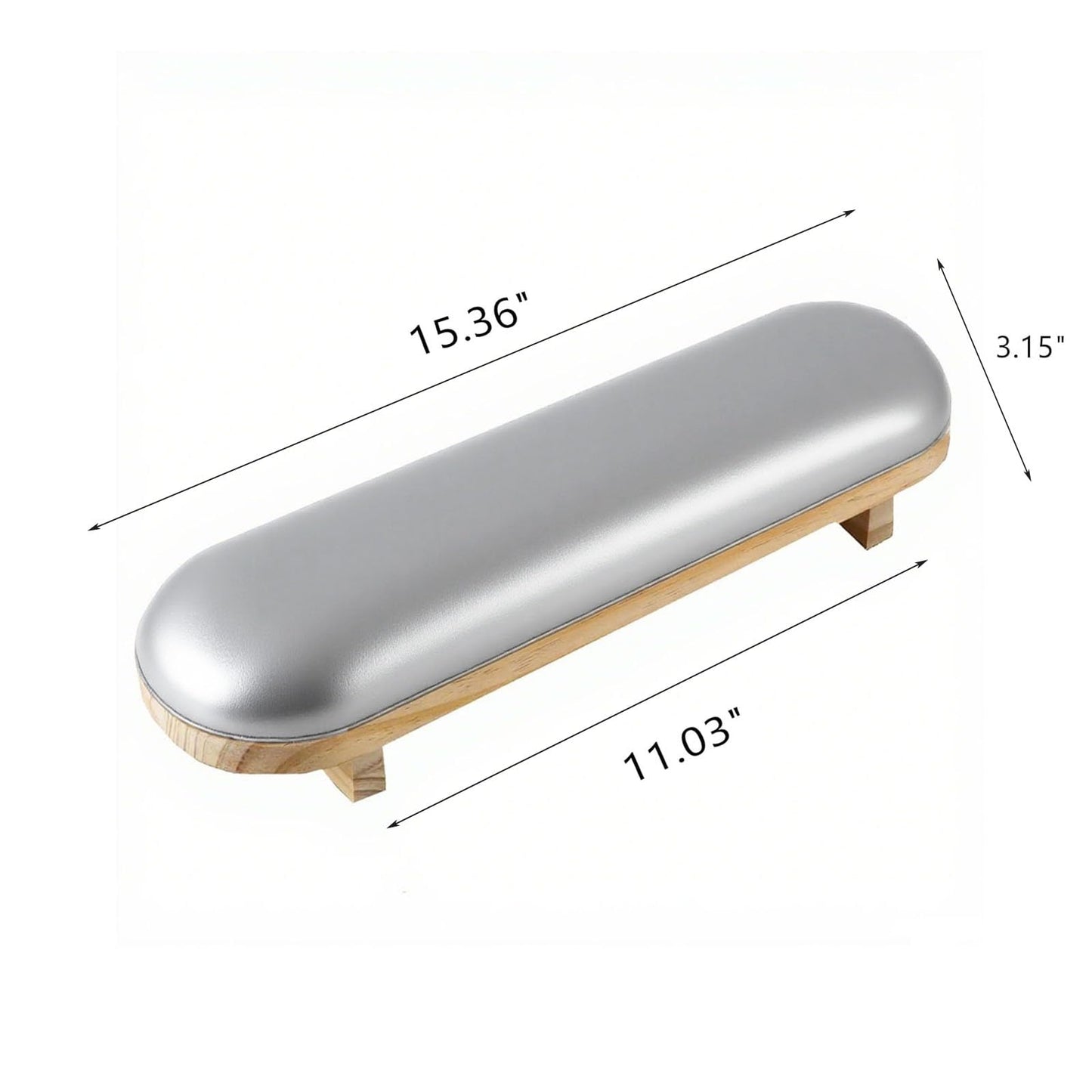 TANG SONG 1PC Sponge Manicure Hand Rest Pillow Wooden Nail Stand Hand Holder Nail Table Manicure Armrest Cushion (Silver)
