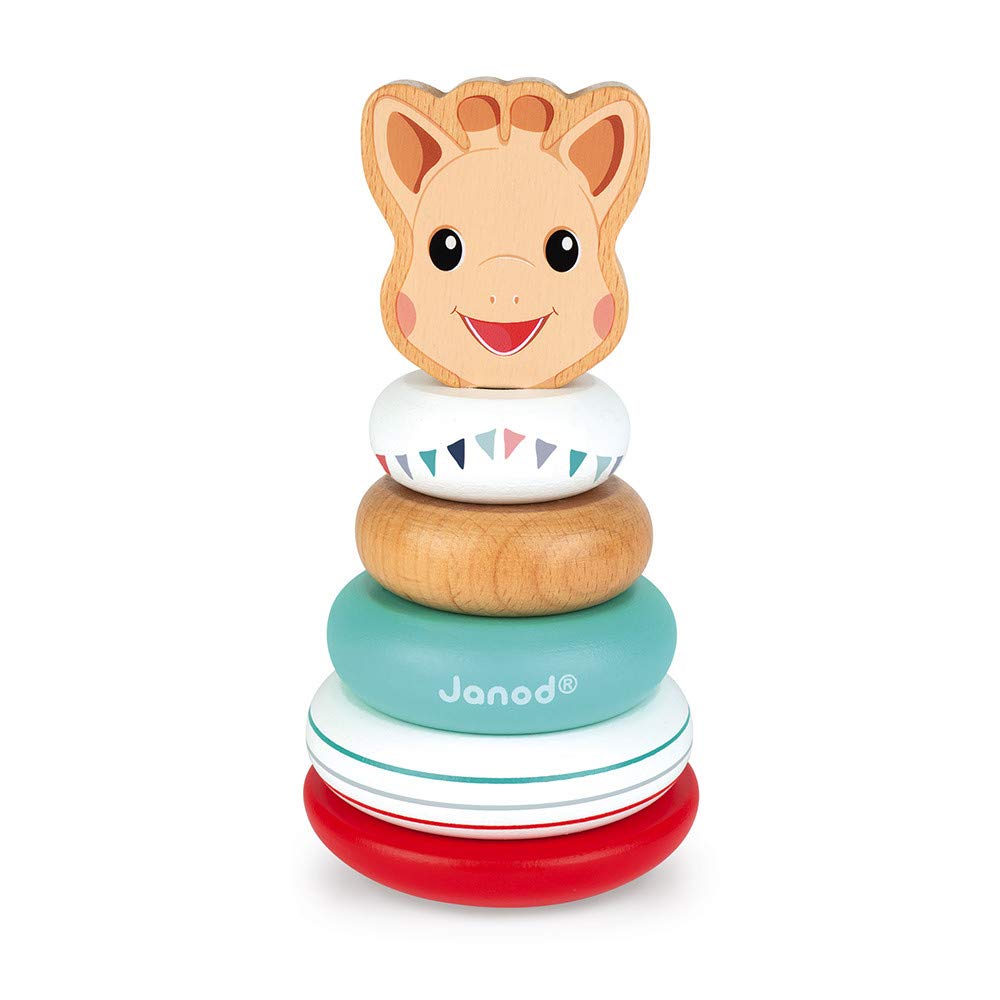 Janod Sophie La Girafe 6 pc Wooden Stackable Roly-Poly Toy - Ages 12+ Months - J09501