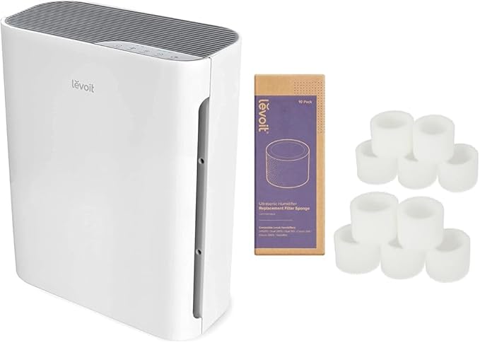 LEVOIT Air Purifiers for Home Large Room, HEPA Filter Cleaner with Washable Filter & 10-Pack Top Fill Humidifier Replacement Filters, Capture Particles to Improve Humidification