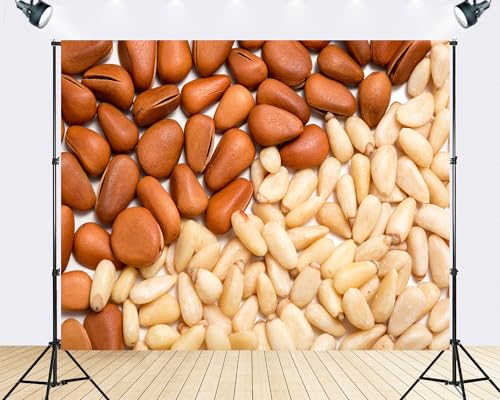 Trykid 9x6ft Pine Nuts Nut Closeup Backdrop Natural Food Texture Photography Background Kitchen Decor Party Decoration Tapestry Photo Booth Prop Fabric - size: 9x6ft
