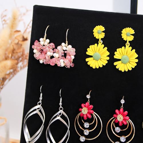 Ring Display Stand, Velvet Ring Holder, 50 Slots Rings Organizer Jewelry Display Tray, L-Shaped Jewelry Organizer Stand for Rings Earrings Selling (2, Black) - color: Black