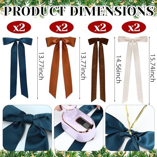 Suncalla 8 Pcs Retro Velvet Christmas Wreath Bows Farmhouse 13.8-15.7 in