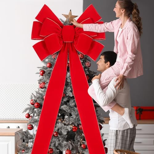 Norme 1 Pcs Red Extra Large Christmas Tree Topper Bow Decor