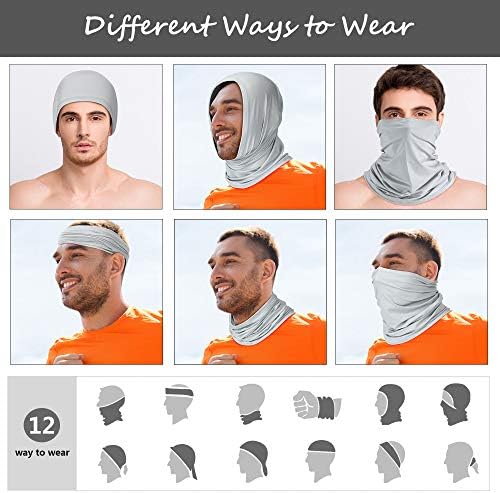 6 Pieces Ski Mask for Men Neck Gaiters Scarf Face Covering Balaclava Winter Cycling Running Fishing Masks Windproof Bandana (Black, Gray, White,6 Pieces)