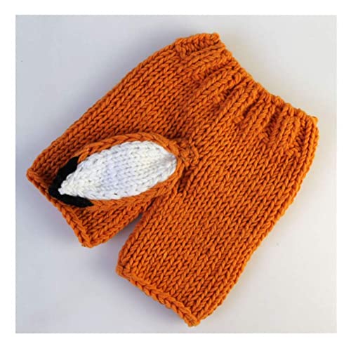 Newborn Baby Photo Shoot Props Girl Boy Crochet Knit Hat Costume Stripe Hat Pants Overalls Photography Props - color: Orange