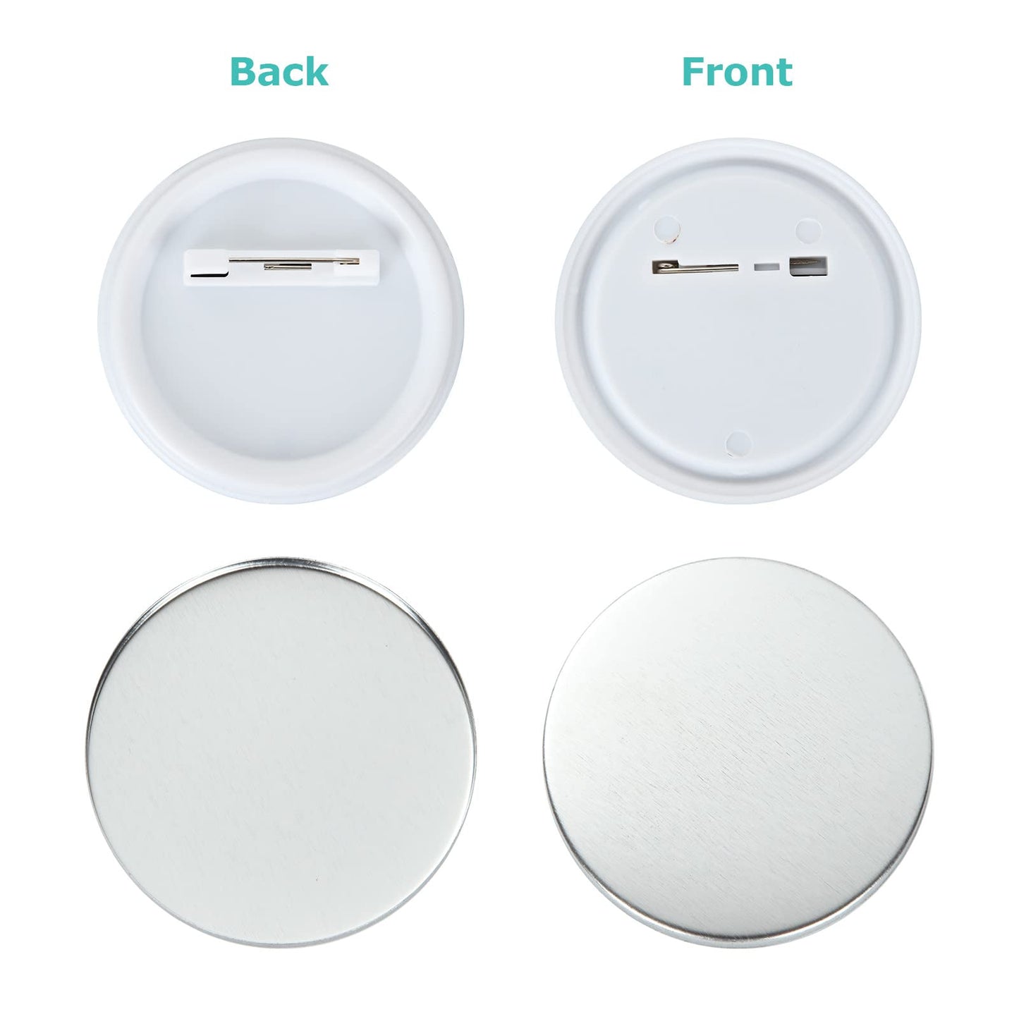 LISHINE 400 Pcs 58mm/2.25in Button Maker Supplies - Round Badge Button Parts, Includes Plastic & Metal Covers, Clear Film, Blank Paper