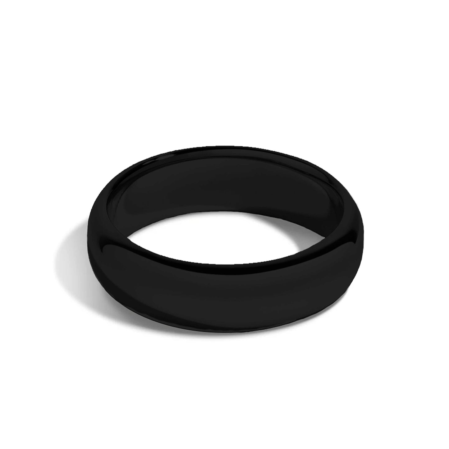 Tioneer Jewelry | Sterling Silver Plain Dome Wedding Band | Wedding Band for Women & Men | Sterling Silver Jewelry, Black, 6mm, Size 9