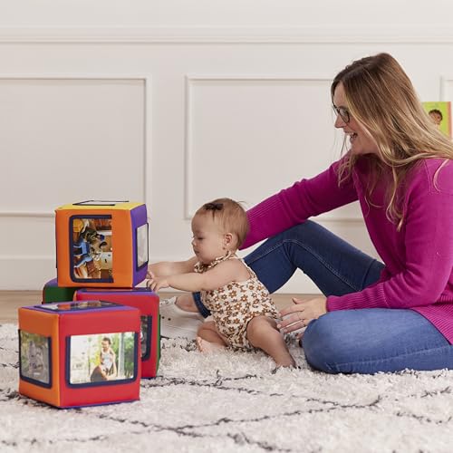 ECR4Kids SoftZone Picture Me Building Block Playset, Stacking Cubes, Assorted, 4-Pack