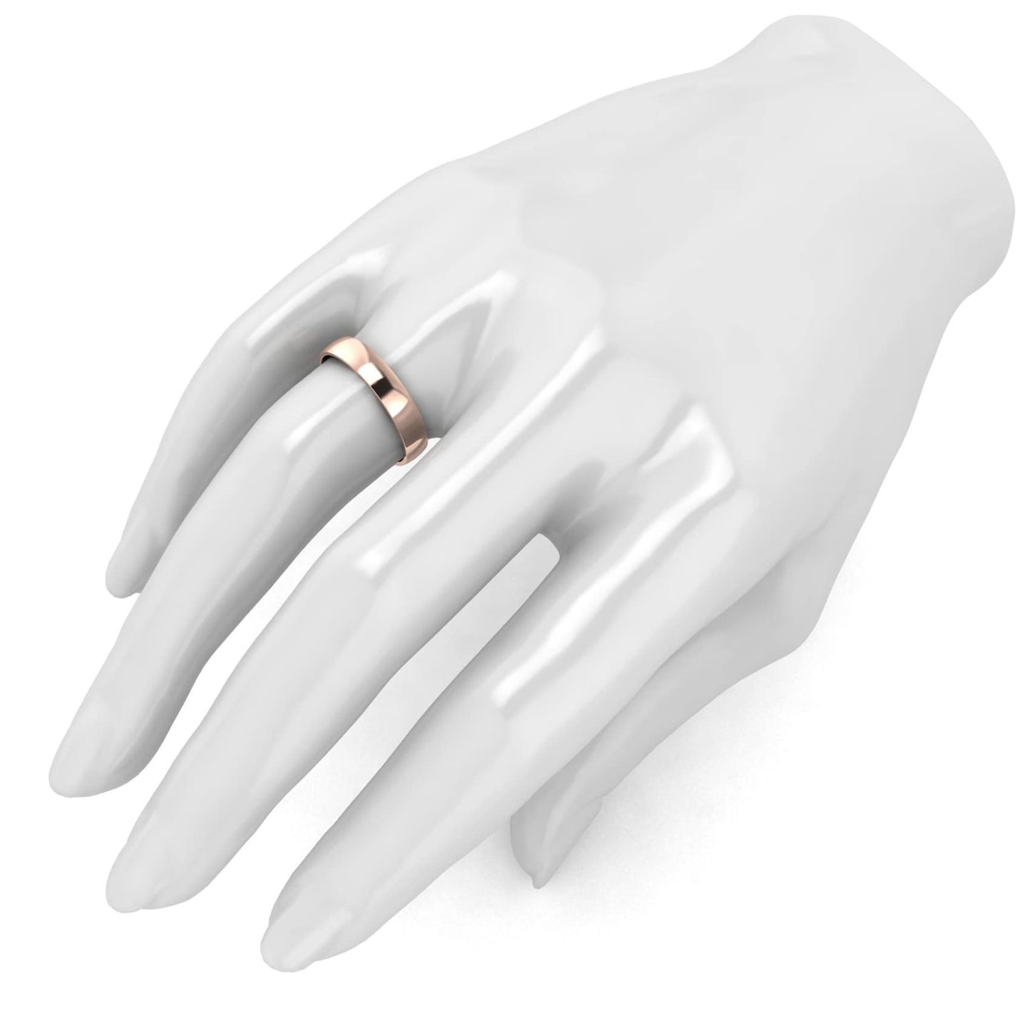 LANDA JEWEL Unisex Solid 10k Rose Gold 4mm Comfortable Traditional Highly Polished Wedding Ring Plain Band (11