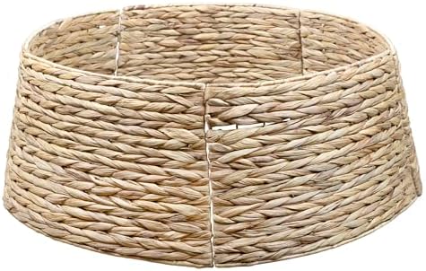 AuldHome Design Woven Hyacinth Christmas Tree Collar (Natural, 29-Inch), Natural Fiber Rustic Farmhouse Basket Weave Large Tree Skirt