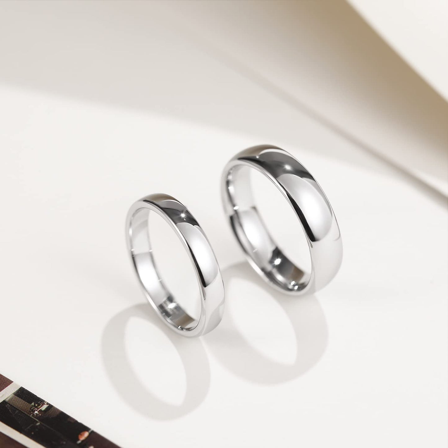 Greenpod 6mm Silver Tungsten Carbide Ring for Men Women Wedding Band High Polished Shiny Domed Comfort Fit Size 5