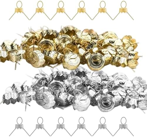 Ornament Caps 100Pcs Secure Metal Christmas Ornament Hooks Replacement Hangers for Christmas Tree, Porcelain, Ceramic or Glass Decoration, 20mm, Golden| Hooks for Trees