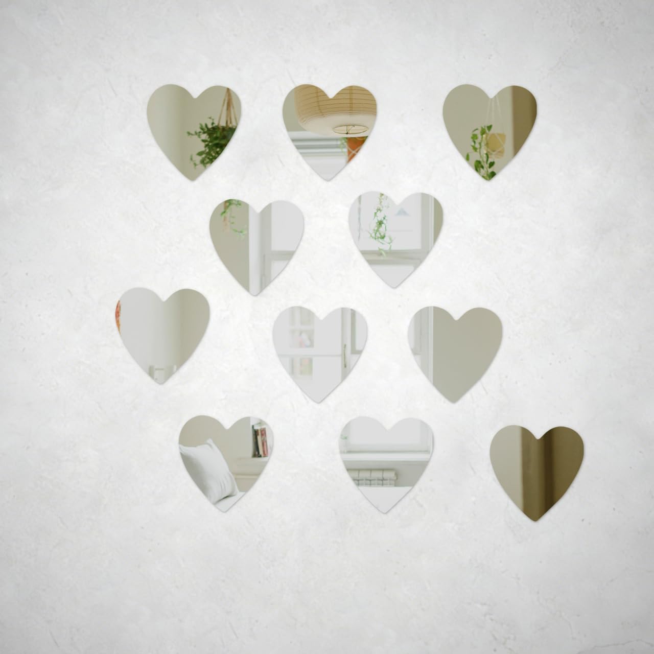 Healifty 20pcs Heart Shaped Mini Mirrors Glass Mosaic Tile Pieces for Home Decoration DIY Craft Projects Compact Mirror Making 2.12x1.96 in
