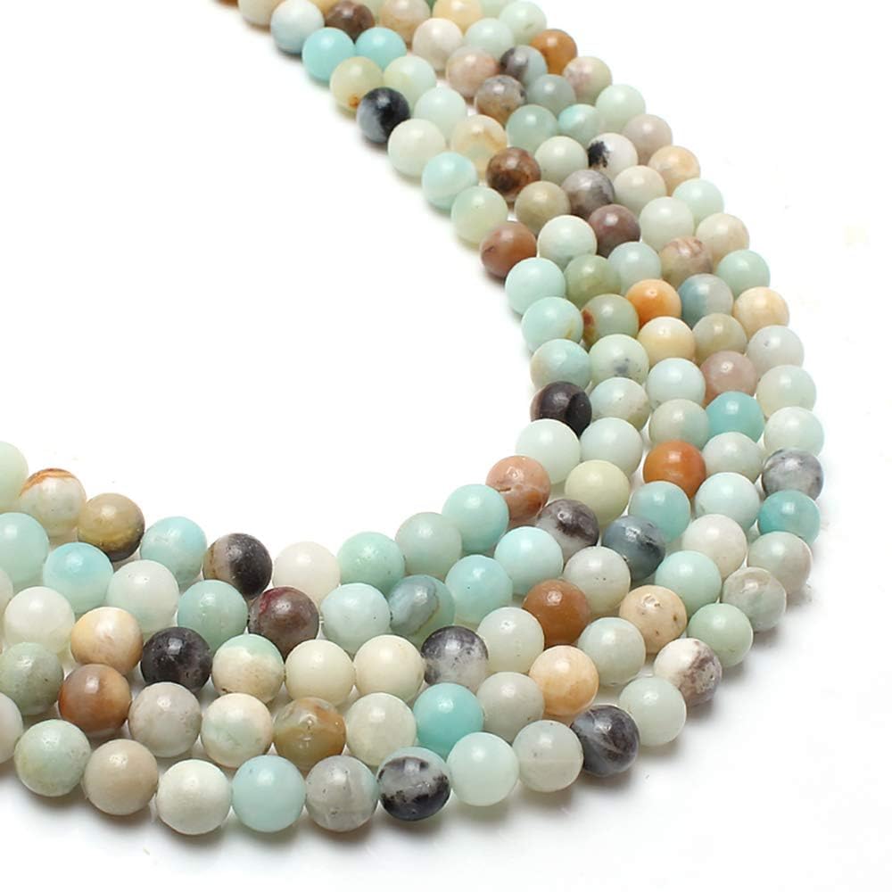 Yochus 45pcs Polish Amazonite Beads，8mm Healing Power Natural Stone Round Loose Gemstone Beads for Jewelry Making Earring Necklace DIY Crafts