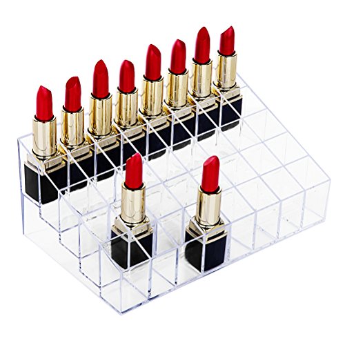 HBlife Lipstick Holder - 40 Space Clear Acrylic Lipstick Organizer Display Stand for Cosmetics, Makeup, Brushes, Bottles and More