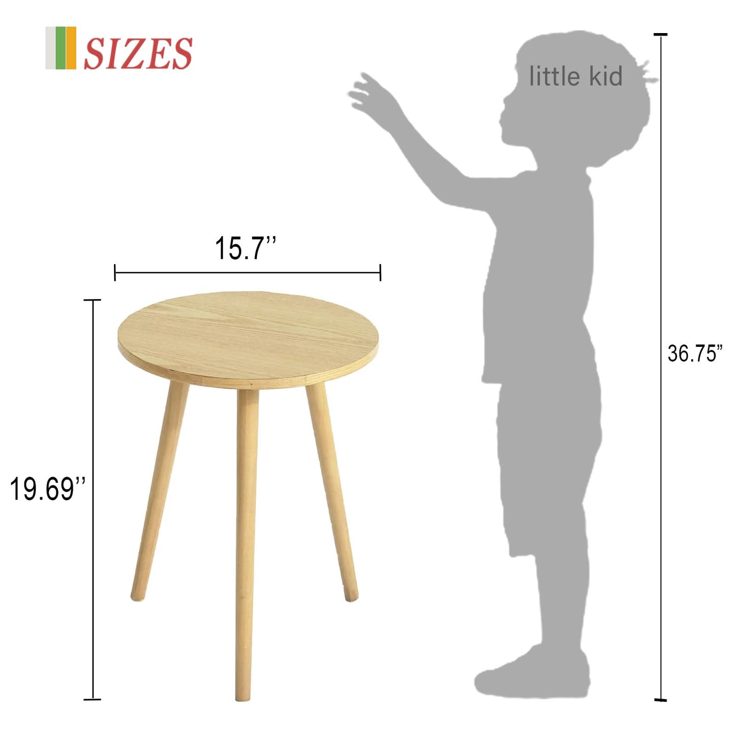 AWASEN Side Table Round, Small Accent Table Nightstand Modern End Table for Living Room Bedroom Office Small Spaces, 15.7''Dia x 19.69''H(Natural Walnut)