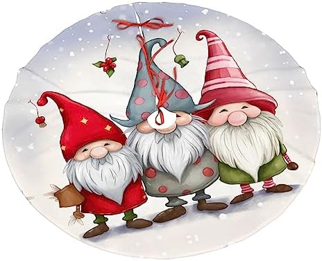 Christmas Gnome Winter Snowman Christmas Tree Skirts 30", Xmas Tree Cloth Mats Trees Skirts for Decor Gift, Home Decoration