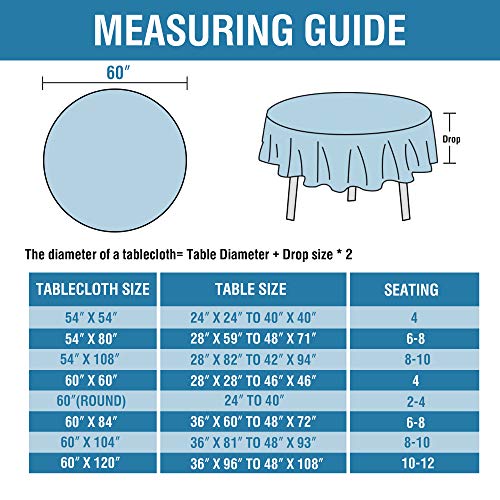 H.VERSAILTEX Linen Textured Table Cloths Round 60 Inch Premium Solid Tablecloth Spill-Proof Waterproof Table Cover for Dining Buffet Feature Extra Soft and Thick Fabric Wrinkle Free, Black - color: Black, size: 60" (Round)