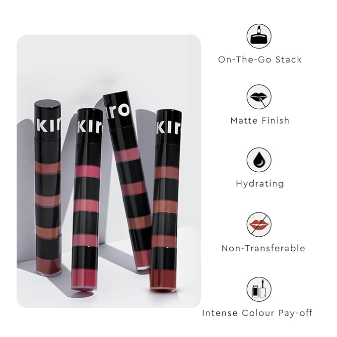 KIRO Four Play Non-Stop Airy Matte Liquid Lip Stack | Apex Brown | 4 Brown Lipstick Shades | Long-Lasting, Transfer-Proof & Hydrating | Lightweight & Infused with Avocado & Apricot Oils | 6ml