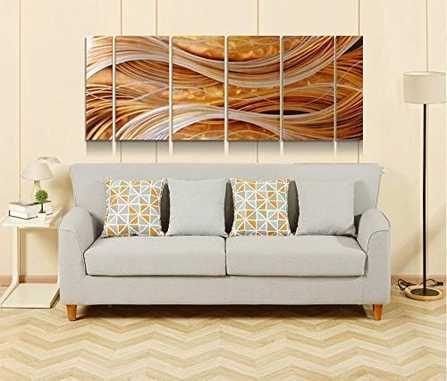 Yihui Arts Abstract Metal Wall Art Set - Hand Crafted 3D Aluminum Panels - 6 Piece Group Sculpture for Home, Office Decor - Living Room, Bedroom Accent Pieces
