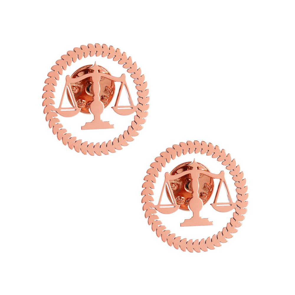 Metal Balance Badges Suit Brooch Libra Scales Brooches For Men (2pcs rose gold)