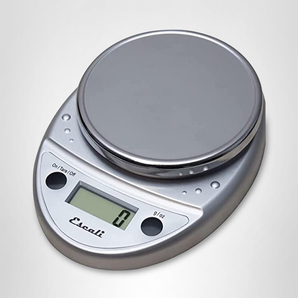 Escali Primo Digital Food Scale Multi-Functional Kitchen Scale and Baking Scale for Precise Weight Measuring and Portion Control, 8.5 x 6 x 1.5 inches, Chrome