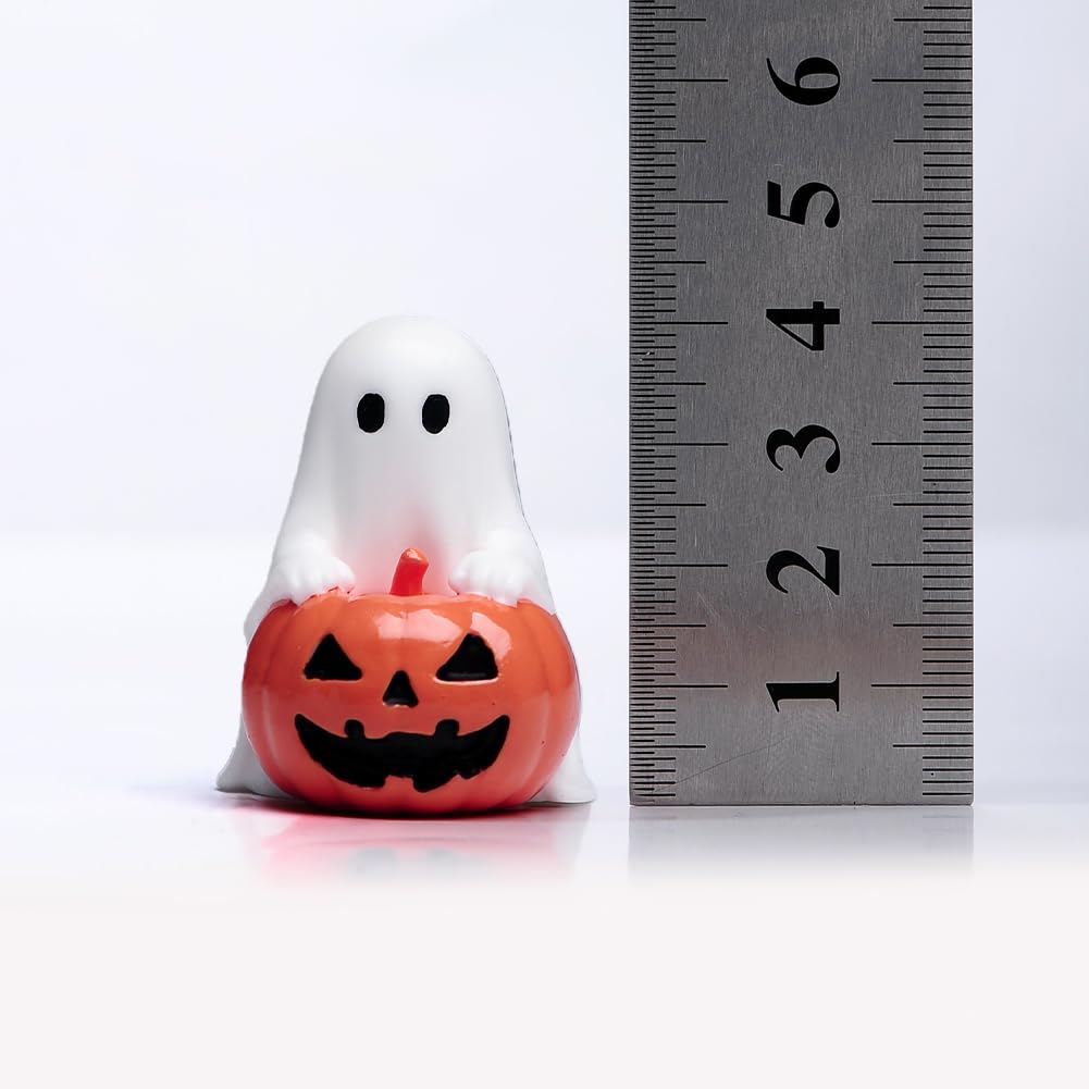 jaming 4PCS Ghost Halloween Desk Decor Mini Figurines,Adorably Spooky Pumpkin Ghosts Home Tabletop Shelf Decorations,Display Statues Party Favors Gift