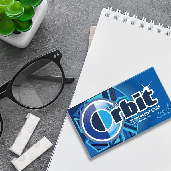 ORBIT Peppermint Sugarfree Chewing Gum Bulk, 8 Packs of 14-Pieces, Case of 6 (672 Total Pieces)