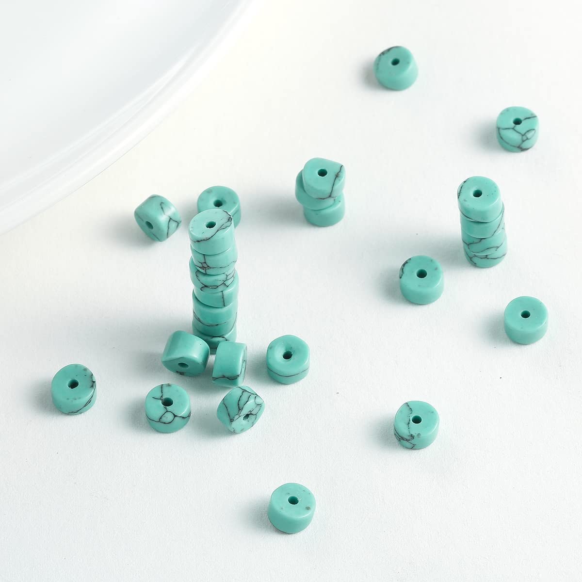 Natural Blue Turquoise Stone Spacer Beads 6x3mm 38cm/str Flat Round Loose Semi Gemstone Caps for Making Bracelets Necklace