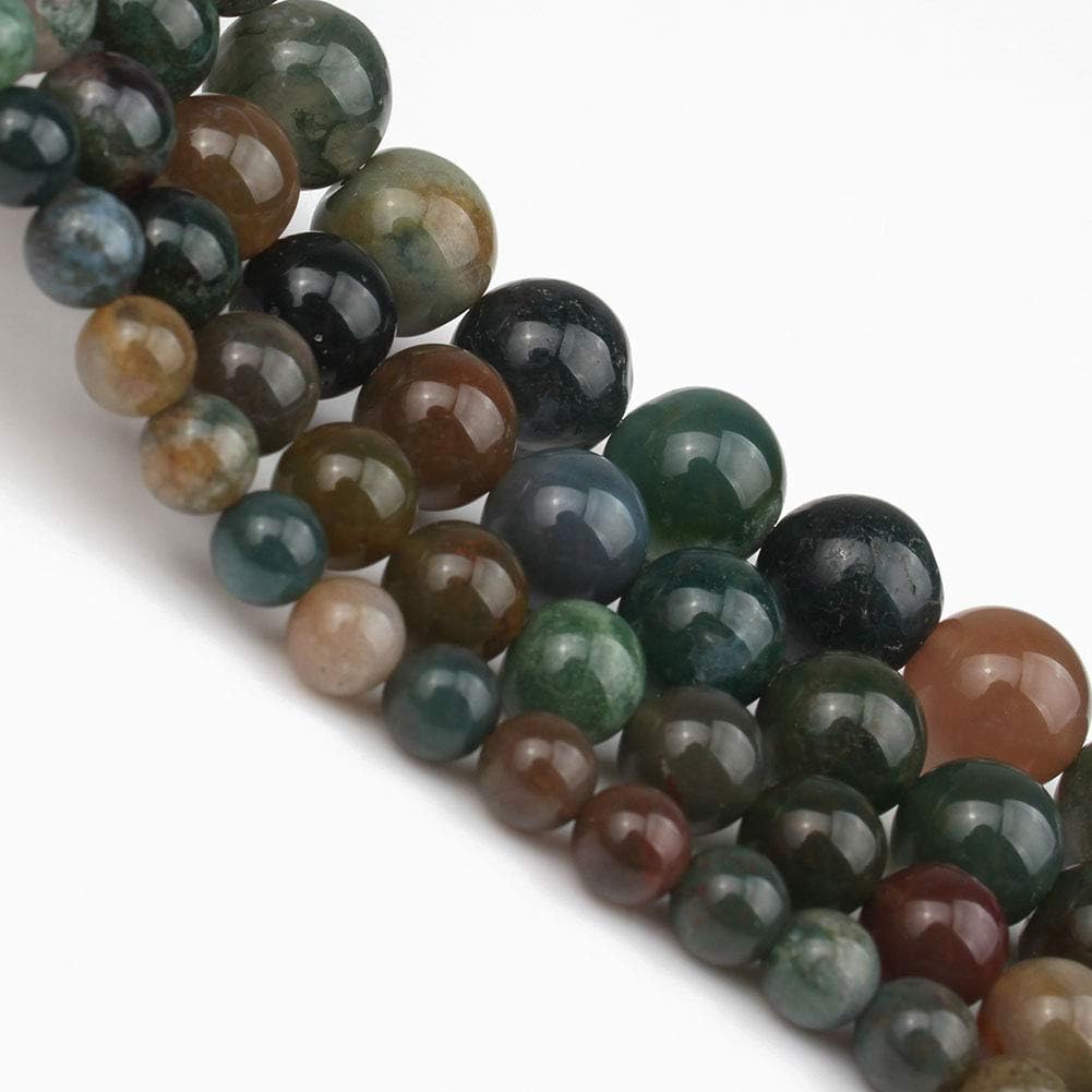 About 60pcs 6mm Natural Stone Beads Indian Agate Beads Crystal Gemstone for Jewelry Making, DIY Bracelet Necklace