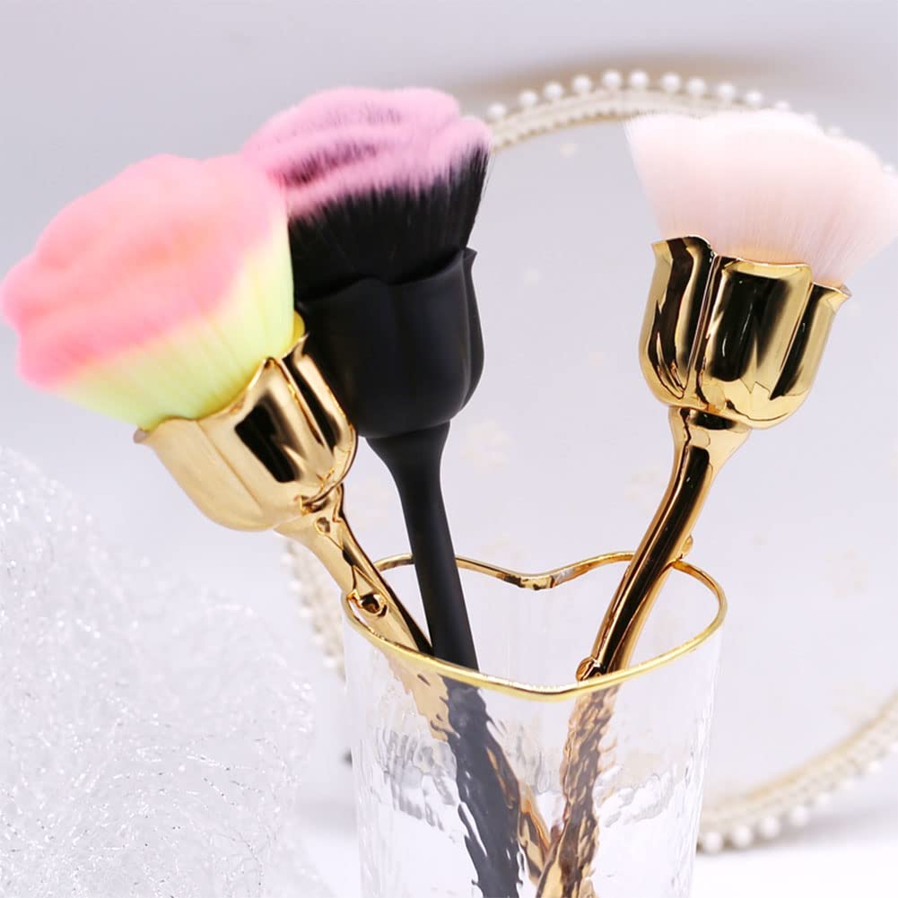 2pcs Nail Dust Brushes, Nail Art Dust Powder Remover, Large Rose Soft Nail Clean Up Art Brushes Makeup Blush Brushes for Powder Cosmetic Manicure Brush Nail Art Tools