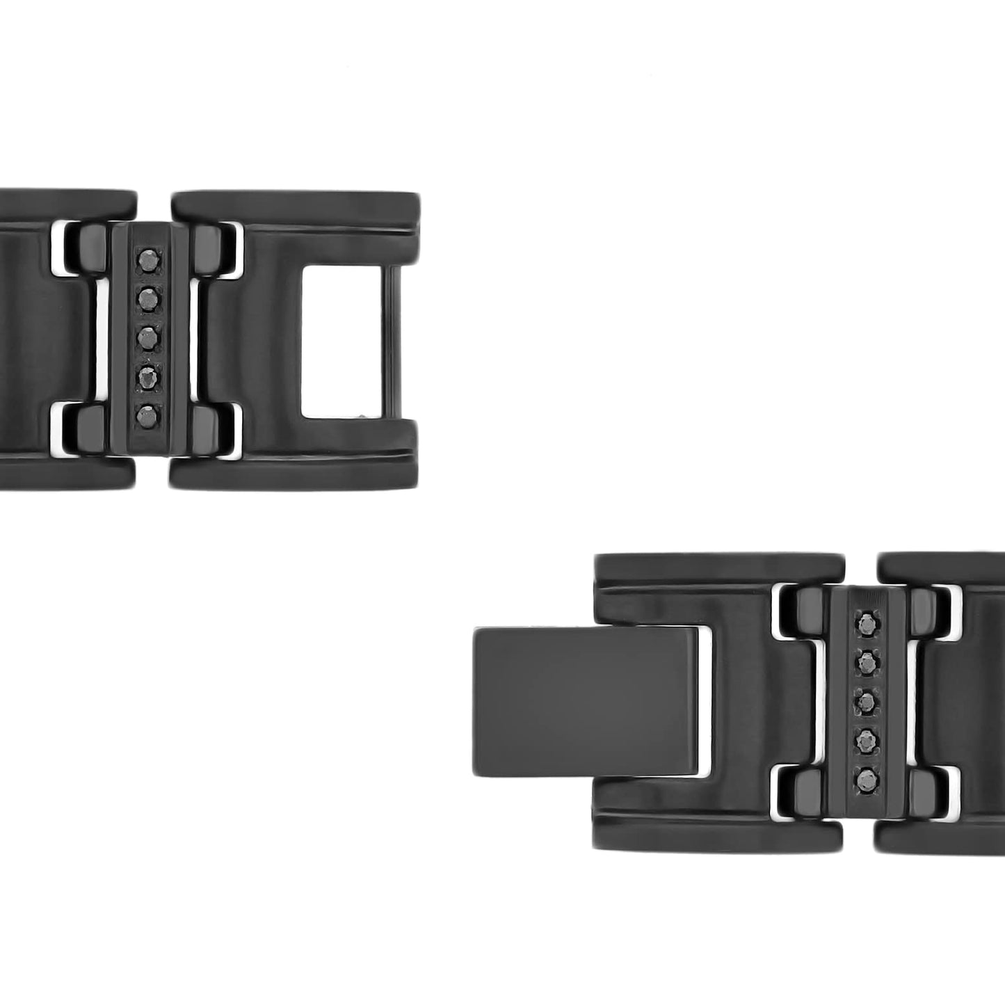 Men's 14MM Wide Black Stainless Steel Link with 0.50ctw Black Diamond Satin Finish 8.5" Bracelet