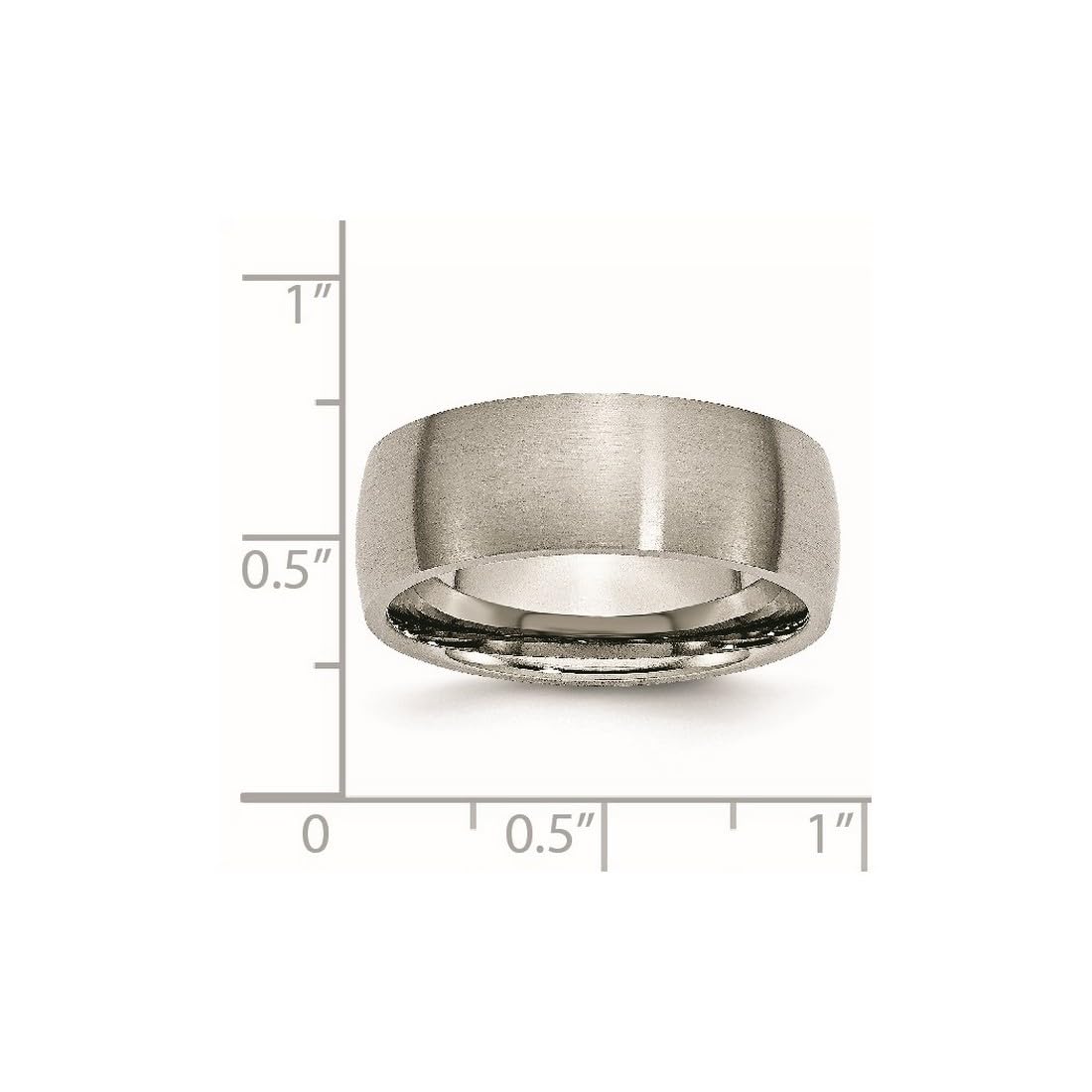 JewelryWeb Titanium Half Round 8mm Brushed Band Ring Size 6 Ring for Women and Men