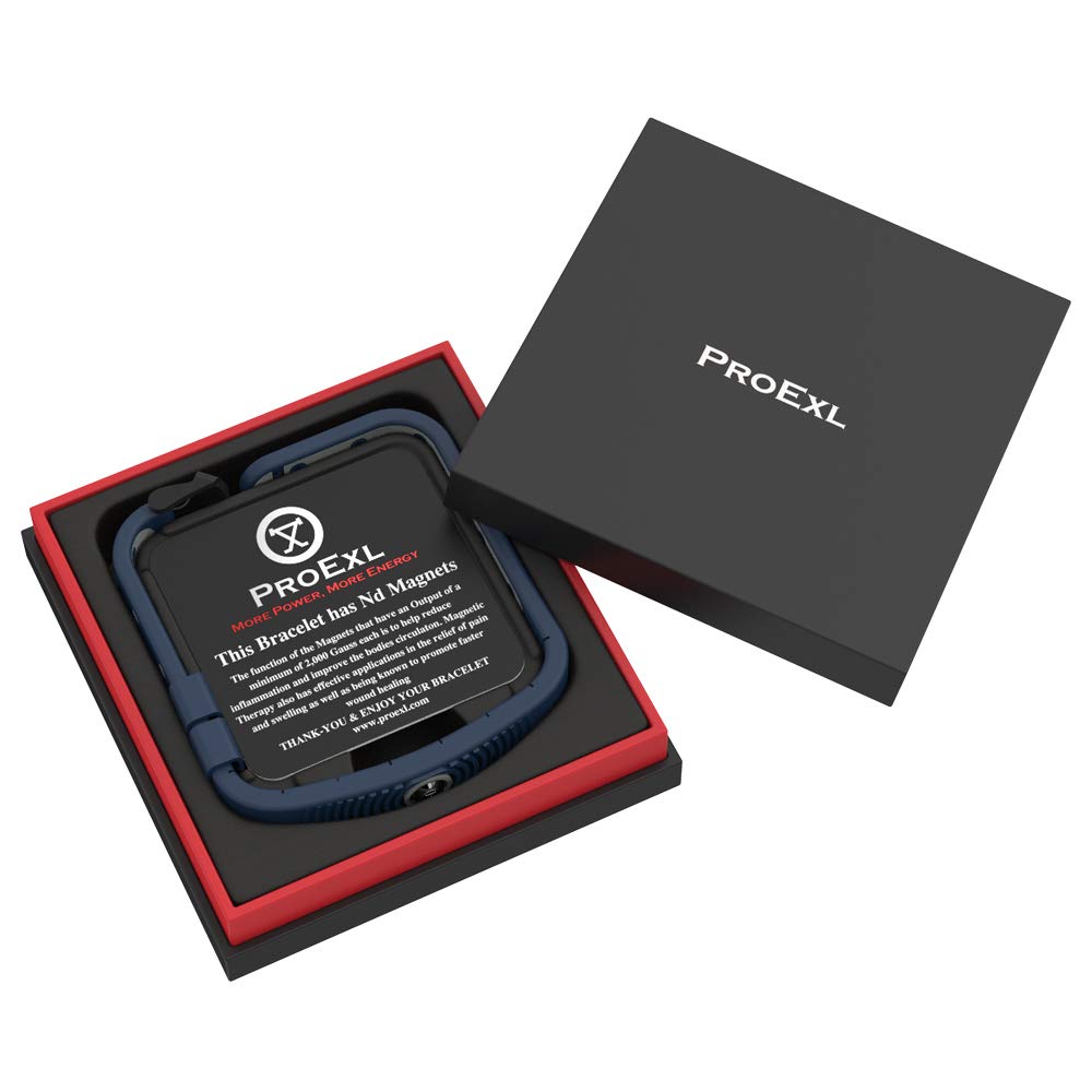 PROEXL 18 MAX Sports Magnetic Bracelet for Men - Waterproof - Breathable Strap - Super Strength - Blue Gray