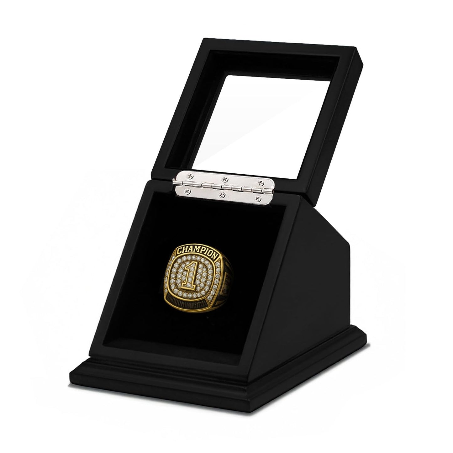 CHEZ MONETT Championship Ring Display Case Big Ring Storage Box (Matt Black, 1 slot)