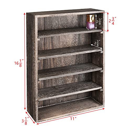 Ikee Design Wooden Wall-Mounted Display Shelves Rack for Collectibles-Figures,Shot Glasses,Spice Can,Cosmetics or Perfume-5 Adjustable Height Shelves,Space-Saving,Coffee Color - color: Coffee, 5 Shelves