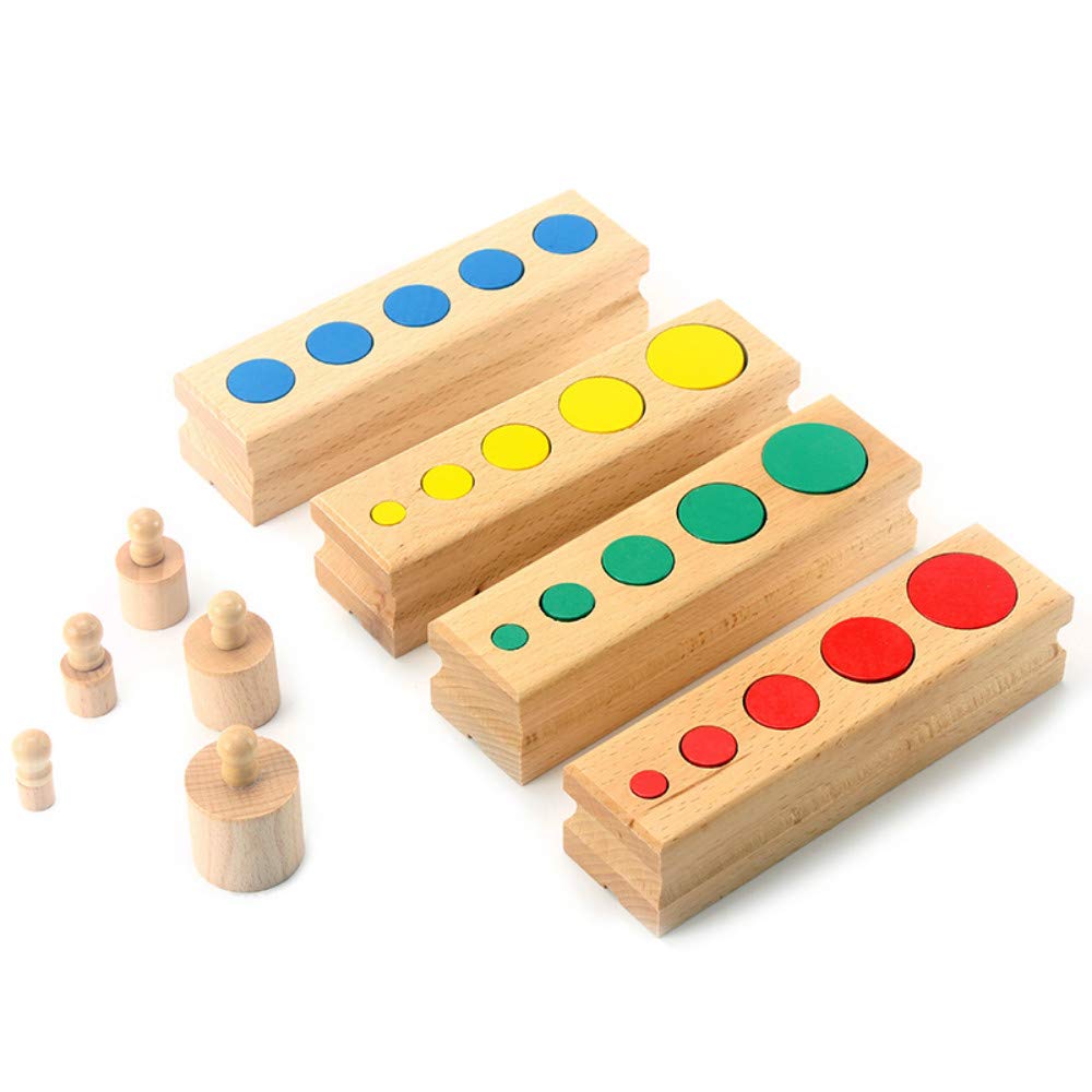 DANNI Upgraded Montessori Materials Colorful Socket Cylinder Preschool Intellectual Development Kids Educational Toys Children Gift (B)