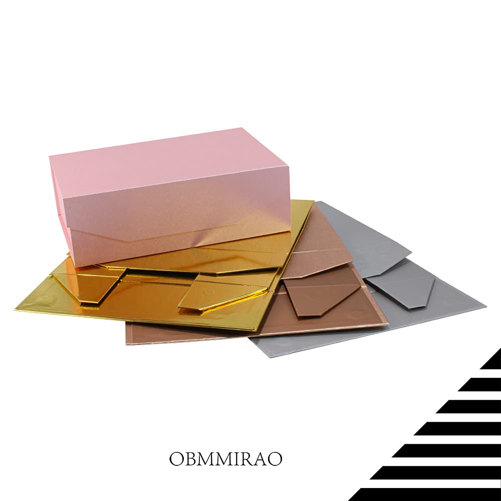 OBMMIRAO 1Pcs Pink 13x9x4 Inch Upgrade Hard Large Gift Box with Lid, Foldable Magnetic Gift Boxes,Groomsman Box Bridesmaid Proposal Box, Reusable Gift Boxes for Clothes