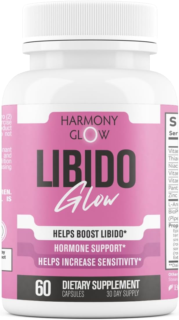 Harmony - Libido GLOW - Max Strength Libido Booster for Women | Heighten Sensitivity, Reduce Dryness, Energy Booster, Boost Desire & Mood | 9 Ultra Ingredients for Fast Results - 60 Capsules