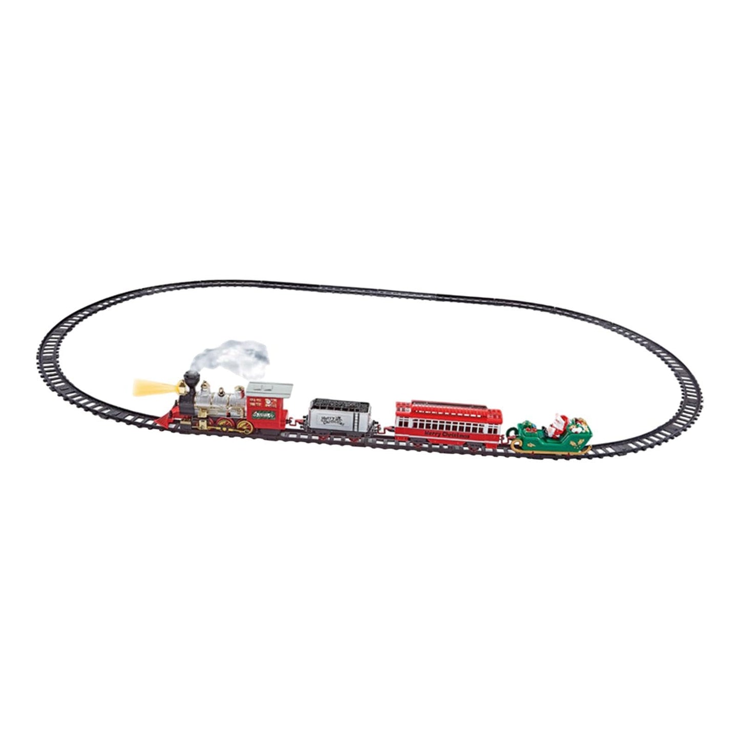 Menolana Christmas Train Set Tracks Toy Train Set for Under Christmas Tree Lights and Music with Smokes for Boys 3 4 5 6 7 8 Years Old