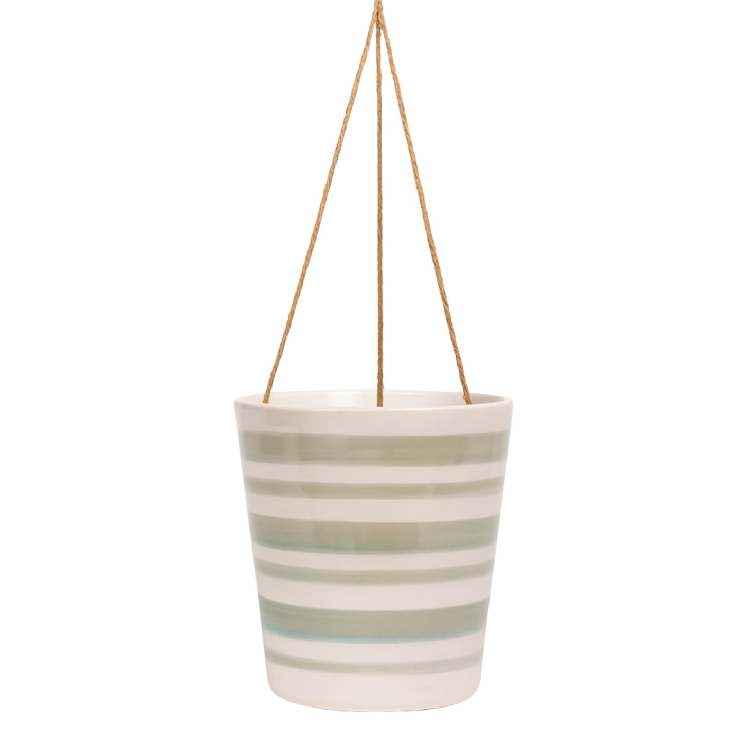 Blue Sky Ceramic Hanging Green Stripe 6.5'' Flower Pot, Multi Color